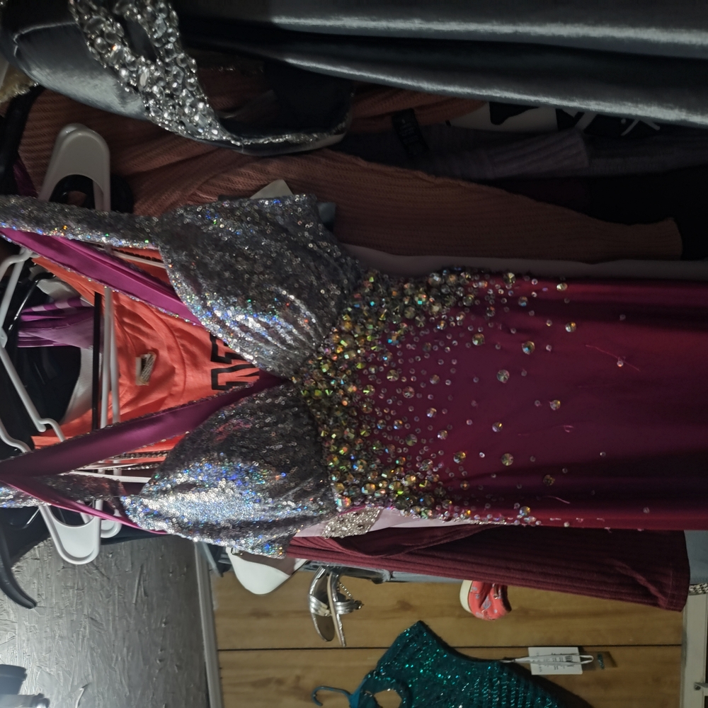 Silver and Pink Halter Embellished Prom Dress